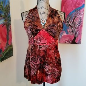 **2 for $10 sale** Crushed velvet embellished tank